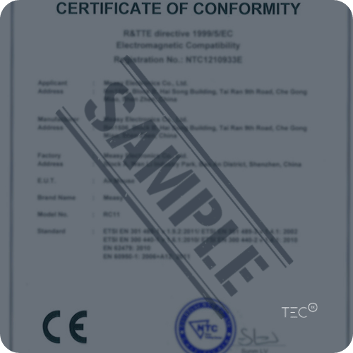 Certificate of Conformity Sample