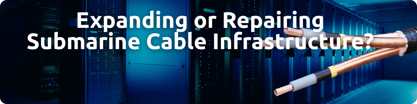 Network cable overlayed on a data center servers