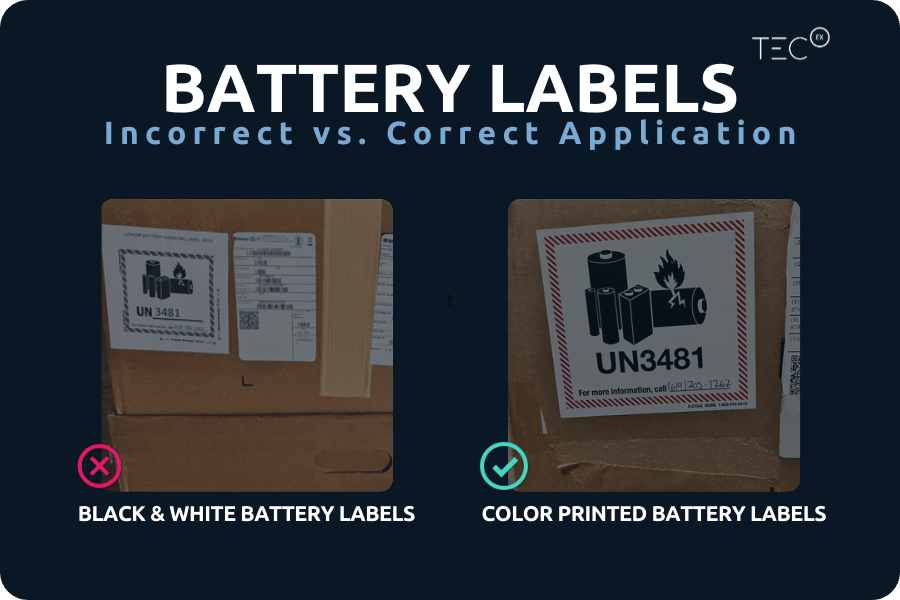 Battery labels, incorrect vs correct application