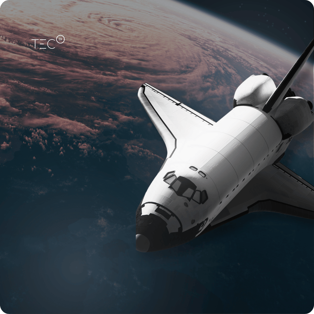 Space shuttle orbiting the Earth= src=